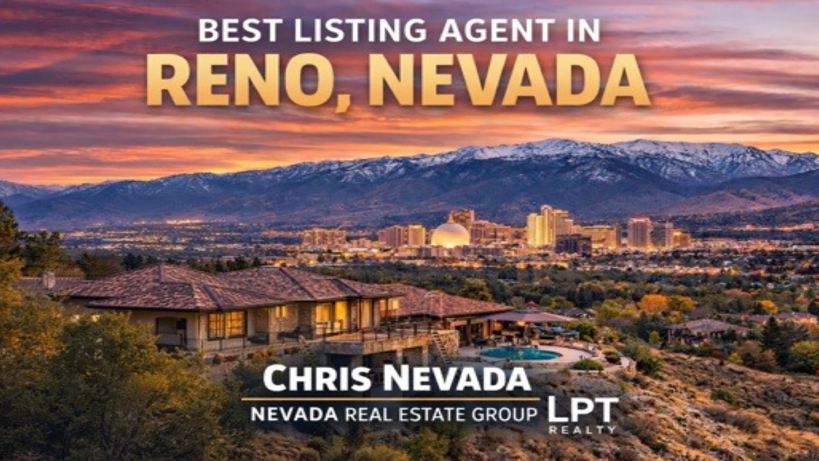 Reno Nevada luxury home exterior at dusk — choosing the best listing agent in Reno 2026