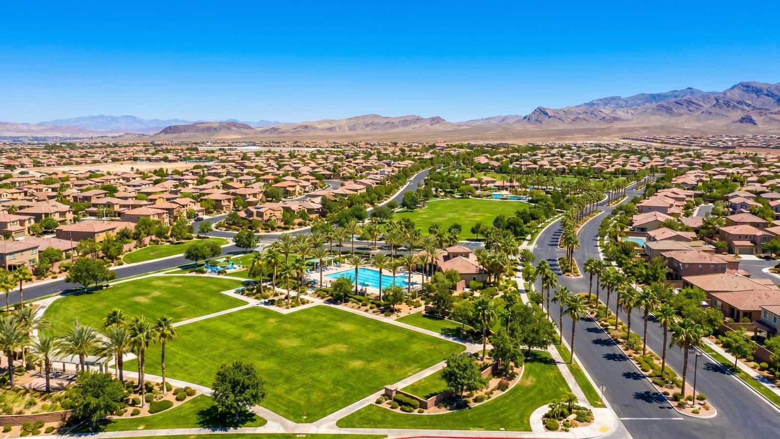 Green Valley, Henderson — tree-lined streets and established master-planned neighborhoods across 8,400 acres