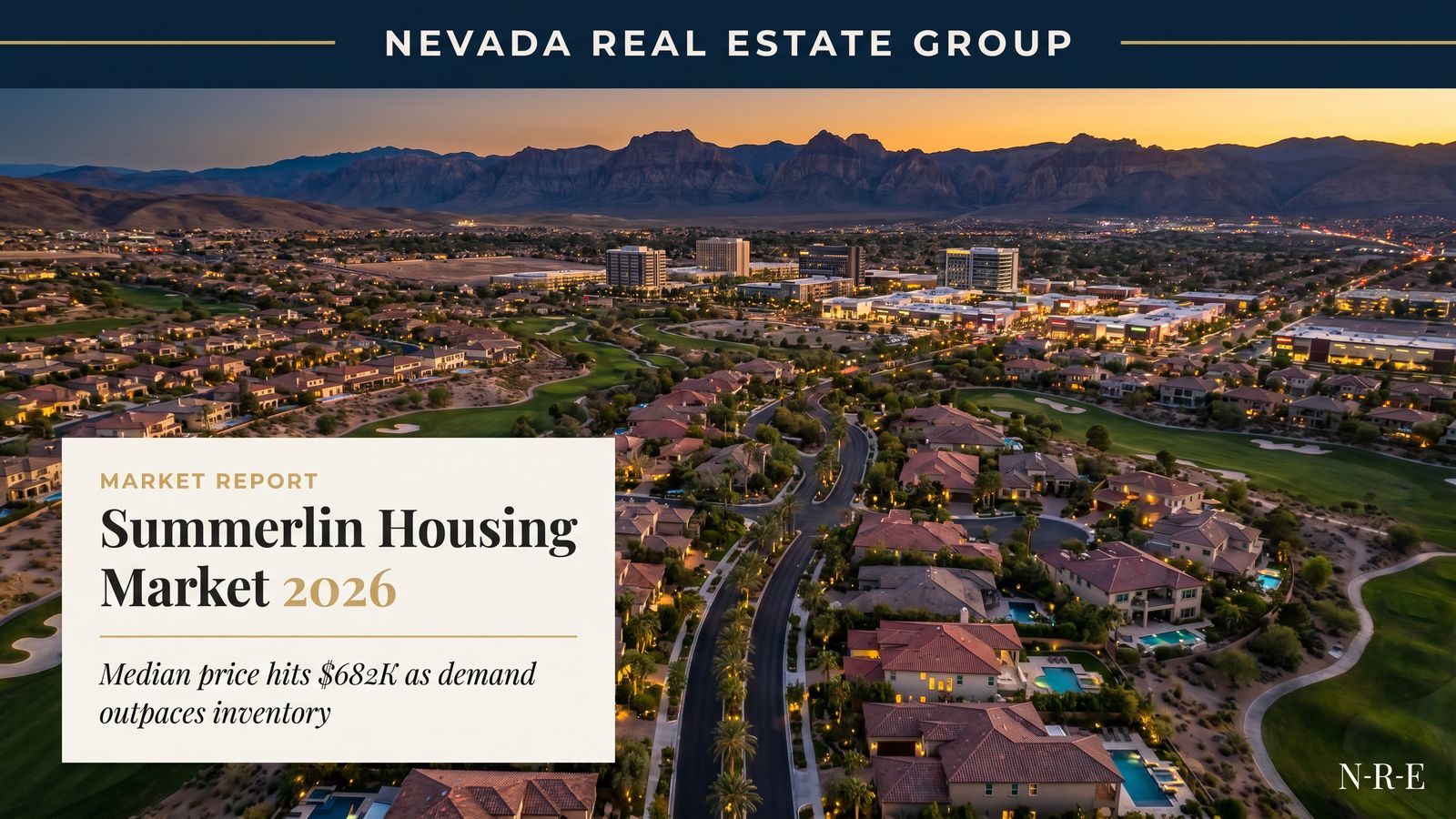 Las Vegas residential street with newer homes and palm trees under a clear sky