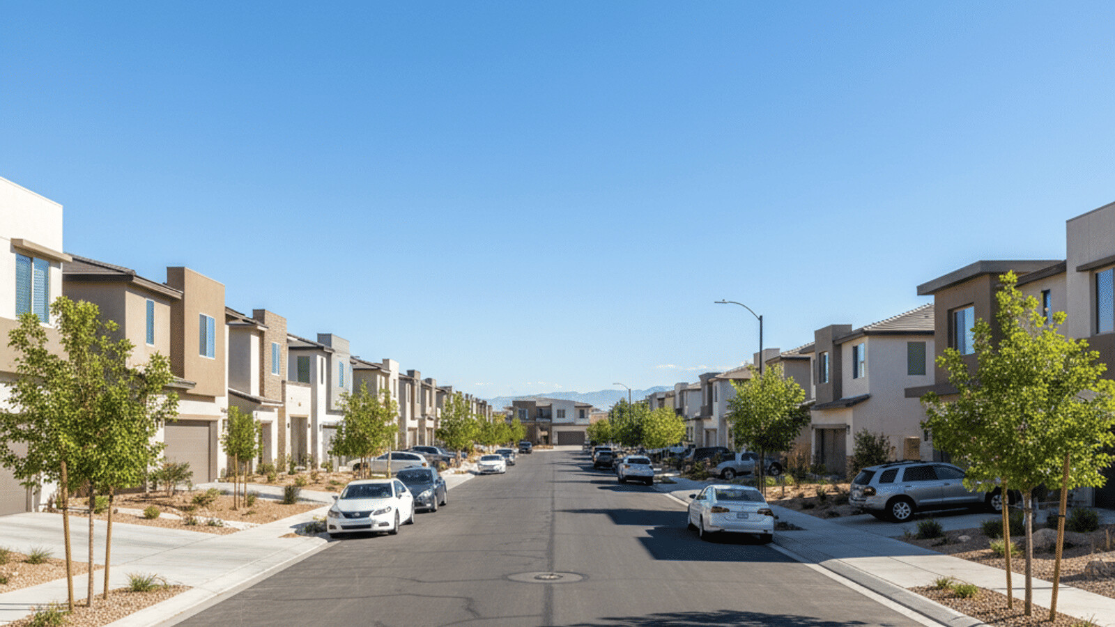 Las Vegas suburban streetscape with single-family homes — Las Vegas real estate 2026